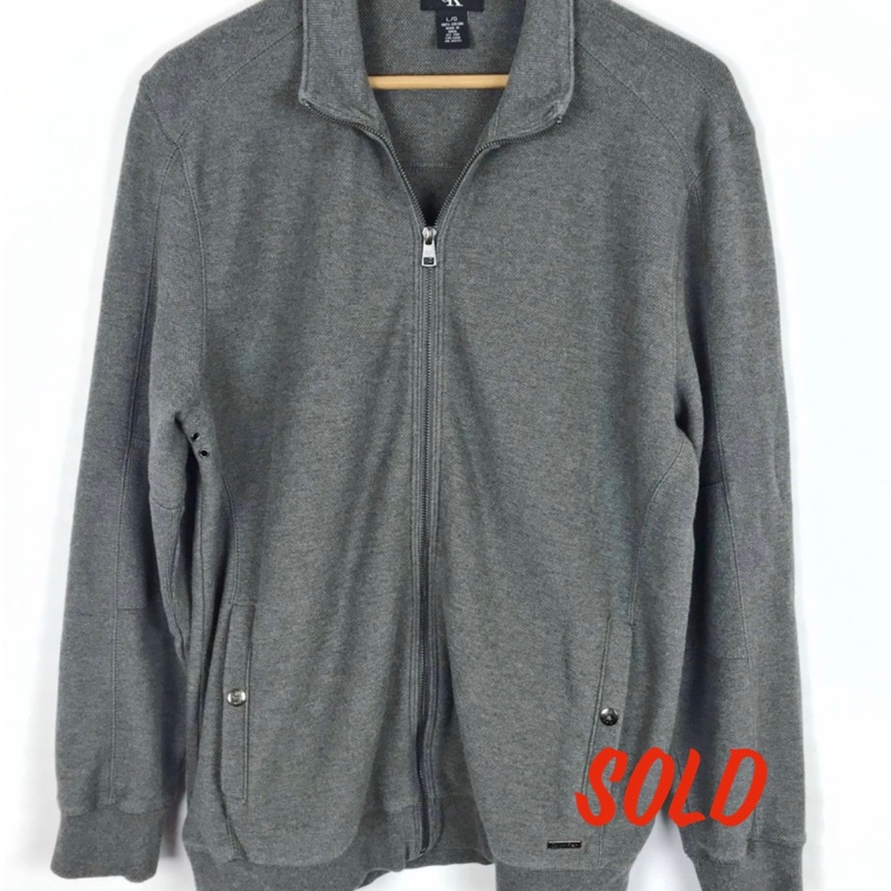 Calvin Klein Size Large Gray Zip Up Sweater Jacket